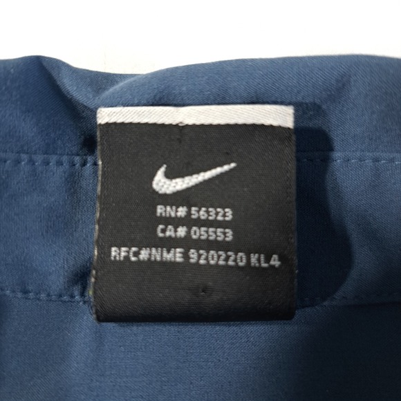 Nike‎ Men's Golf Dri-Fit Button Up Collared Shirt Size Medium Blue Short Sleeve - Picture 4 of 9